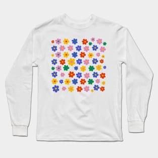 Flower Power Design Pattern #2 White Background Long Sleeve T-Shirt